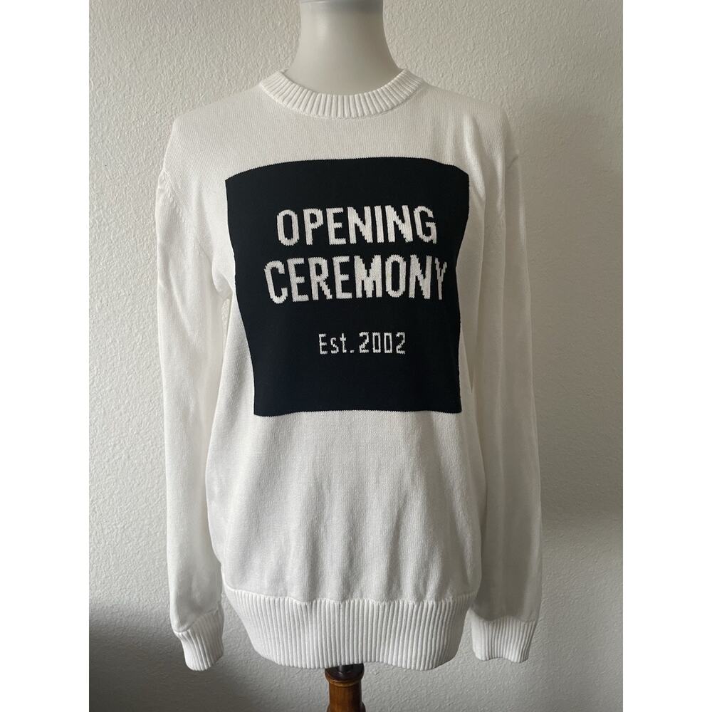 Opening Ceremony Sweater Women S Pullover Box Logo Knit Preppy Cool Weather FLAW